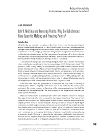 Why Do Substances Have Specific Melting and Freezing Points?