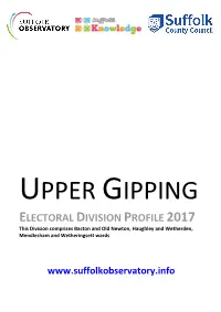 ELECTORAL DIVISION PROFILE 2017 This Division Comprises Bacton and Old Newton, Haughley and Wetherden, Mendlesham and Wetheringsett Wards