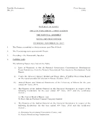 First Session the National Assembly Vote