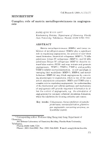 MINIREVIEW Complex Role of Matrix Metalloproteinases in Angiogen- Esis