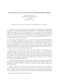 Set Theory and Uniqueness for Trigonometric Series