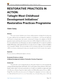 Tallaght West Childhood Development Initiatives' Restorative Practices Programme