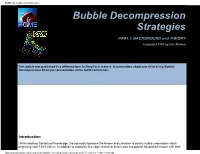 Bubble Decompression Strategies Bubble Decompression Strategies