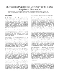 Eloran Initial Operational Capability in the United Kingdom – First Results