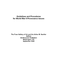 Guidelines and Procedures for World War II Provenance Issues