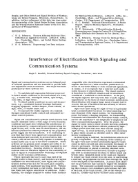 Interference of Electrification with Signaling and Communication Systems