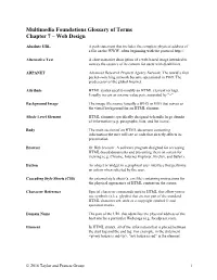 Multimedia Foundations Glossary of Terms Chapter 7 – Web Design