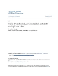 Spatial Diversification, Dividend Policy, and Credit Scoring in Real
