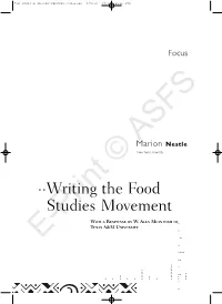Writing the Food Studies Movement
