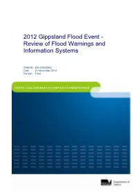 2012 Gippsland Flood Event - Review of Flood Warnings and Information Systems