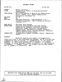 Argumentation Theory.[A Selected Annotated Bibliography]