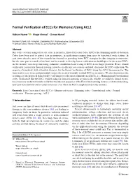 Formal Verification of Eccs for Memories Using ACL2