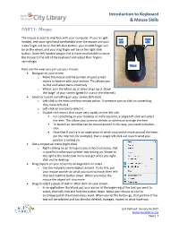 Introduction to Keyboard & Mouse Skills