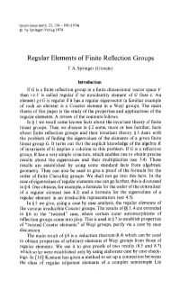Regular Elements of Finite Reflection Groups