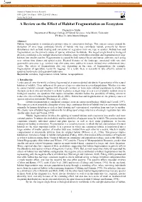 A Review on the Effect of Habitat Fragmentation on Ecosystem