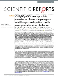 CHA2DS2-Vasc Score Predicts Exercise Intolerance in Young And