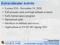 Extravehicular Activity ENAE 483/788D