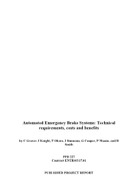 Final Report: Automated Emergency Braking Systems: Technical Requirements, Costs and Benefits