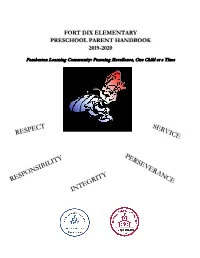 Fort Dix Elementary Preschool Parent Handbook 2019-2020