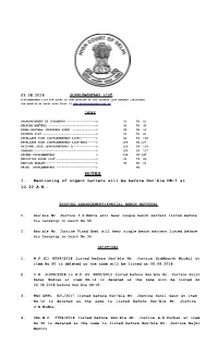 1. Mentioning of Urgent Matters Will Be Before Hon'ble DB-I at 10.30 A.M