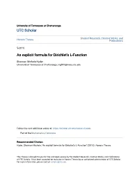 An Explicit Formula for Dirichlet's L-Function
