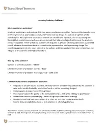 Avoiding Predatory Publishers*