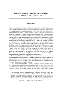 Strikes in China's Export Industries in Comparative Perspective