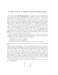 A Crash “Course” in Finitely Generated Abelian Groups