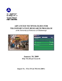 ADVANCED TECHNOLOGIES for TRANSPORTATION RESEARCH PROGRAM at the University of Tennessee at Chattanooga