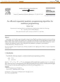 An Efficient Sequential Quadratic Programming Algorithm For