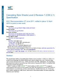 Cascading Style Sheets Level 2 Revision 1 (CSS 2.1) Specification