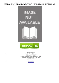 |FREE| Icelandic: Grammar, Text and Glossary