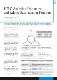 HPLC Analysis of Melamine and Related Substances in Fertilisers