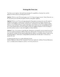 Printing the Time Line