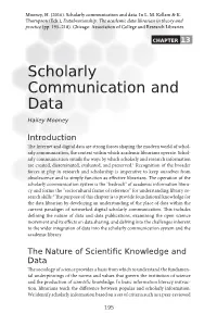 Scholarly Communication and Data
