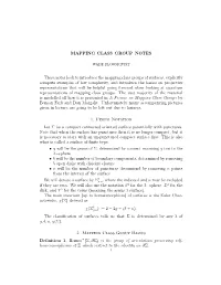 Mapping Class Group Notes