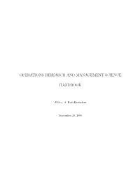 Operations Research and Management Science