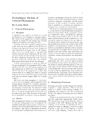 Probabilistic Models of Critical Phenomena