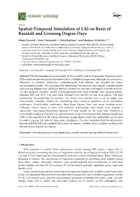 Spatial-Temporal Simulation of LAI on Basis of Rainfall and Growing Degree Days