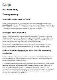 Transparency – U.S. Public Policy – Google
