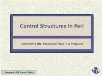 Control Structures in Perl