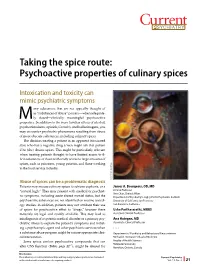 Psychoactive Properties of Culinary Spices