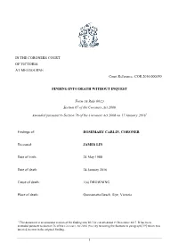 COR 2016 000350 FINDING INTO DEATH WITHOUT INQUEST Form