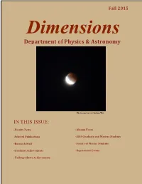 Dimensions Department of Physics & Astronomy