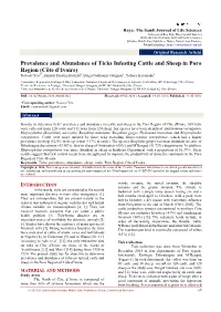Prevalence and Abundance of Ticks Infesting Cattle and Sheep in Poro