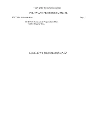 The Center for Life Resources POLICY and PROCEDURE