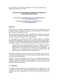 1 Evacuation Conditions in a Subway Stations With