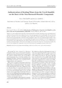 Authentication of Riesling Wines from the Czech Republic on the Basis of the Non-Flavonoid Phenolic Compounds