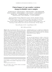 Clinical Impact of Copy Number Variation Changes in Bladder Cancer Samples