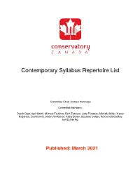 Contemporary Syllabus Repertoire List